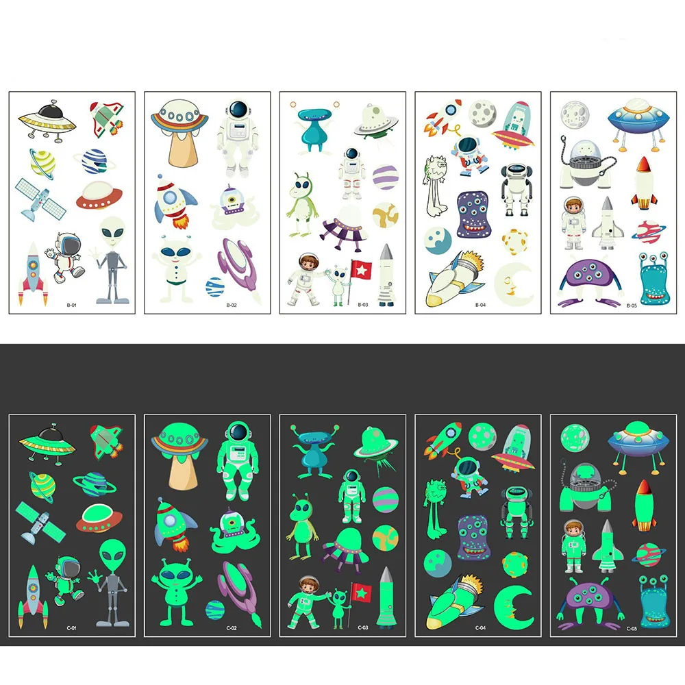 

5 шт., детские светящиеся наклейки-татуировки