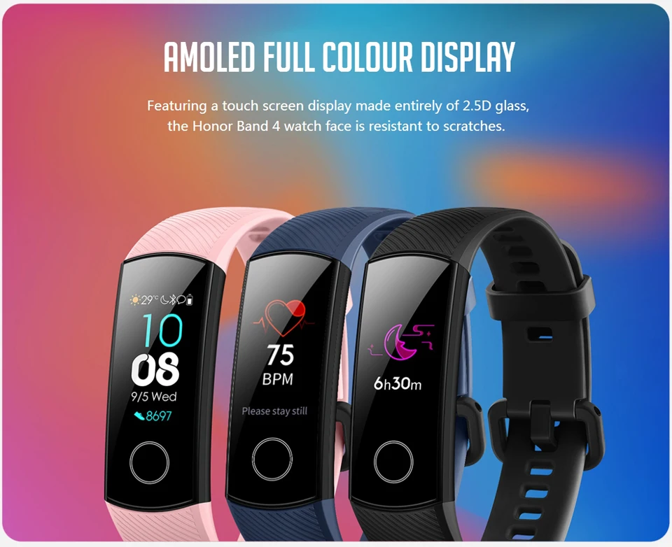 Умный Браслет huawei Honor Band 5, 4, 0,95 дюйма, трекер, умный OLED, для плавания, водонепроницаемый, Bluetooth, фитнес-трекер, сенсорный экран