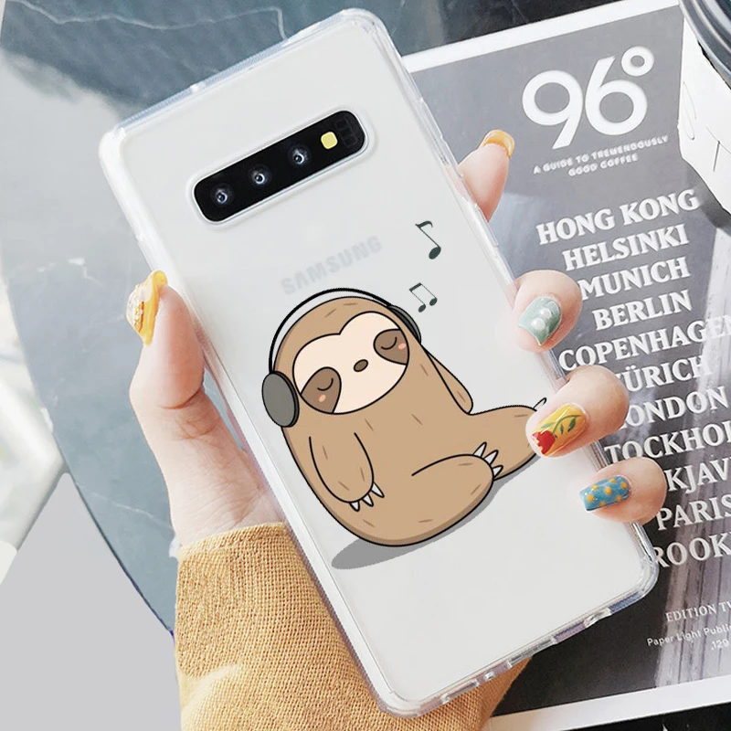 Милый мягкий прозрачный чехол из ТПУ с принтом ленивых животных для телефона Samsung