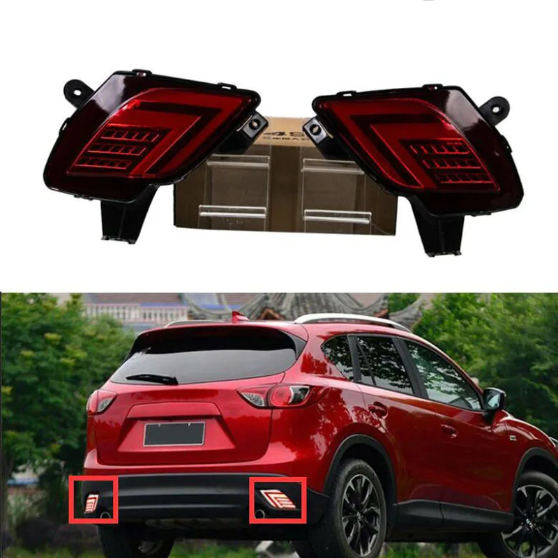 2pcs Car Rear Bumper Brake Light LED Reflector Driving Fog Lamp for Mazda CX-5 2013 2014 2015 2016 Turn Signal | Автомобили и