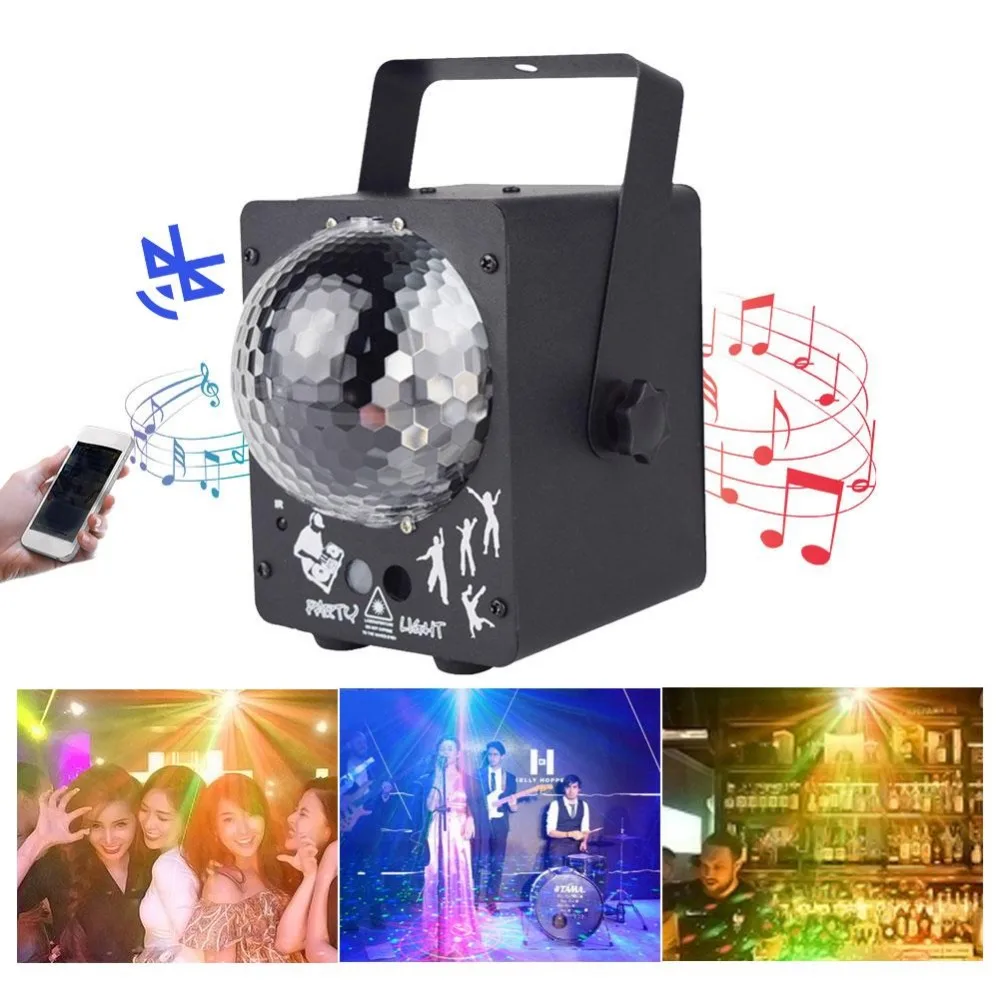 Светодиодный светильник для сцены, диско-лазерный светильник RGB DJ лампа диско-шар, звуковая активированная Лампа для проектора, светильник для танцевальных залов, баров, вечерние, рождественские