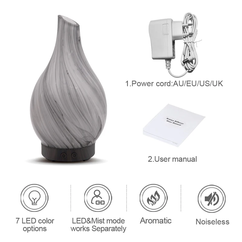 

KBAYBO 100ml Electric Aroma Diffuser Air Humidifier Oil Diffuser Aromatherapy Cool Mist Maker with LED night lights for Home