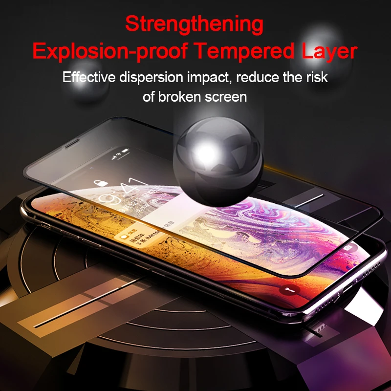 111D полное покрытие закаленное стекло для iPhone X XS Max XR Защита экрана 8 7 6S Plus защитное
