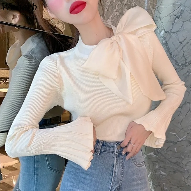 Женские пуловеры Woherb свитер 2023 корейский элегантный вязаный модный джемпер на