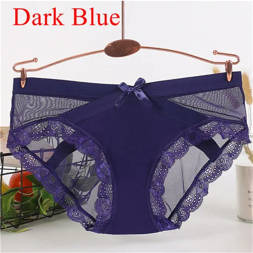 dark blue EIE, сексуальные прозрачные женские трусики, хлопковые трусы, женские хипстерские трусы, сексуальное нижнее белье, кружевное хлопковое нижнее белье, Прямая поставка - Цвет: dark blue
