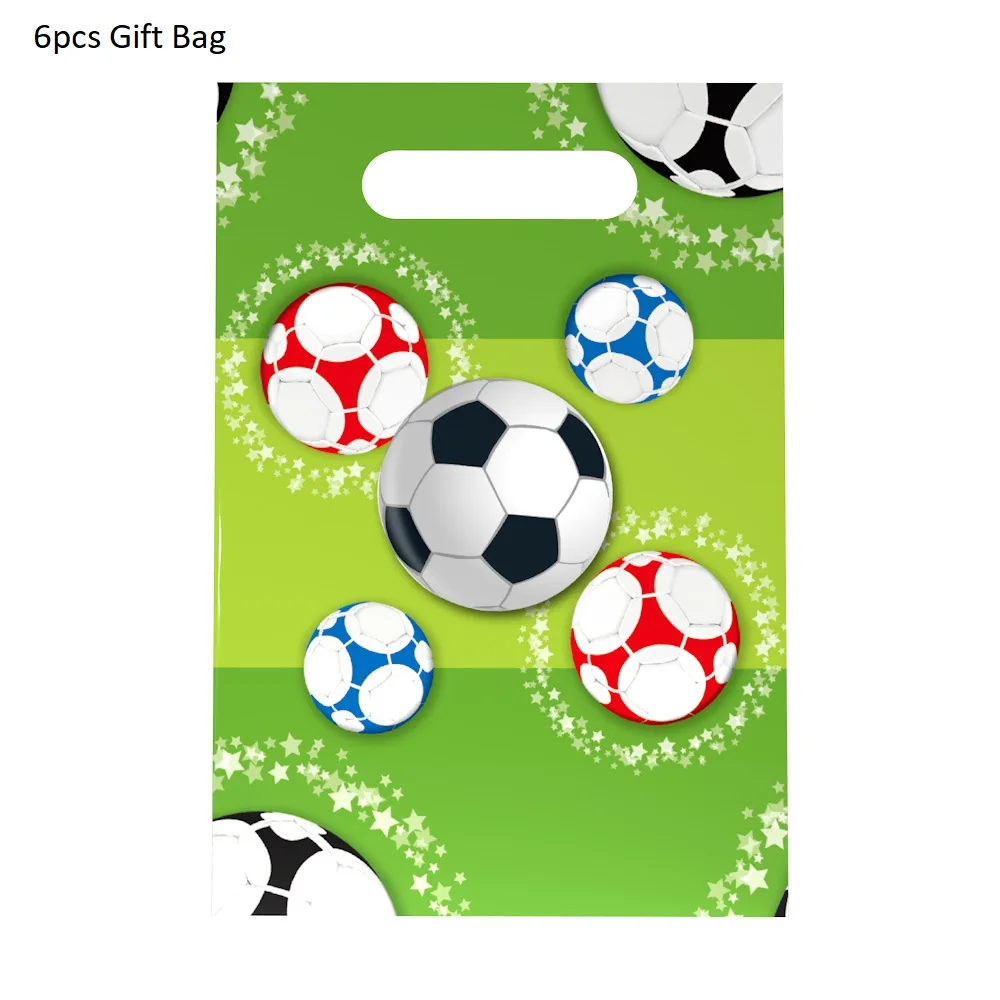 6pcs Gift Bag Футбол вечерние посуда Бумага пластины салфетки под чашки скатерть баннер счастливый день рождения, мероприятие, вечеринка принадлежности для мальчиков Festa - Цвет: 6pcs Gift Bag