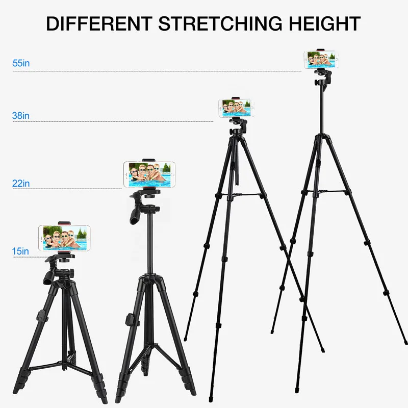 na3560 phone tripod 55in professional video recording camera photography stand for xiaomi huawei iphone gopro with selfie remote free global shipping