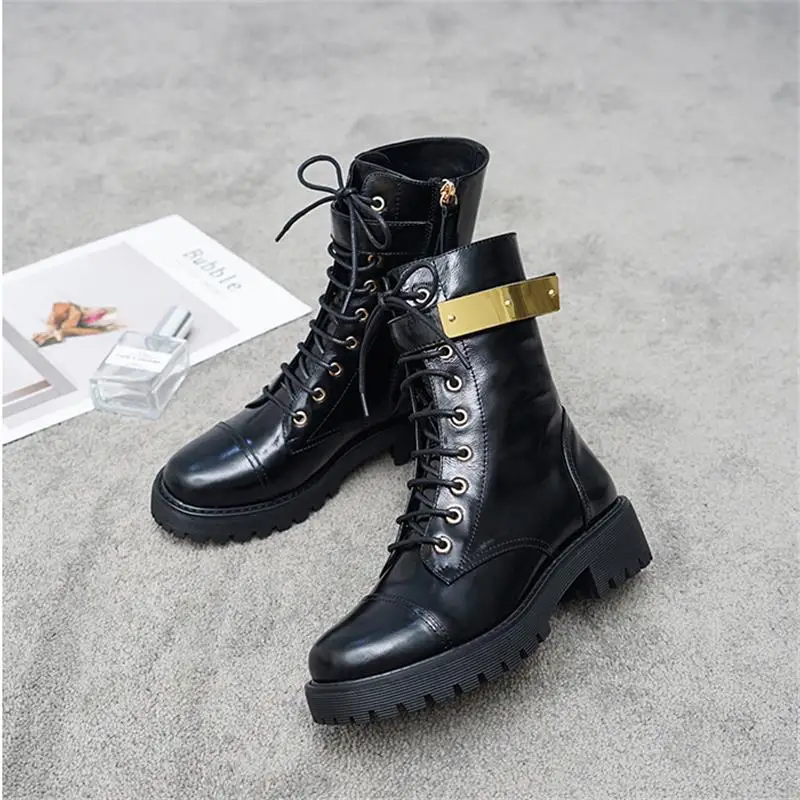 Botas Mujer/ г. Женская обувь зимние мотоциклетные ботинки черного и серебристого цвета женские ботинки на шнуровке с круглым носком женская обувь scarpe donna