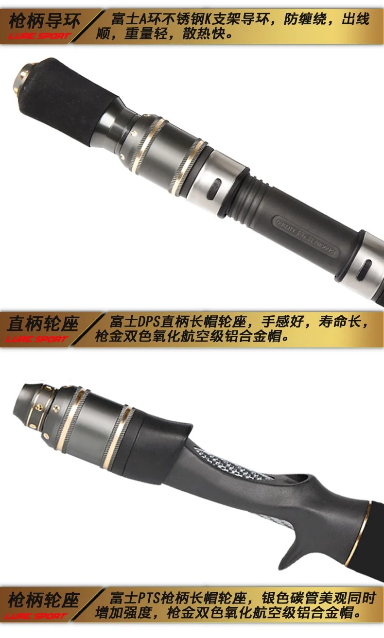 LureSport медленное отжимное удилище 1,9 м X поперечные Углеродные направляющие FUJI Катушка для спиннинга 60-260 г PE2-4 1,5 секционная лодочная удочка