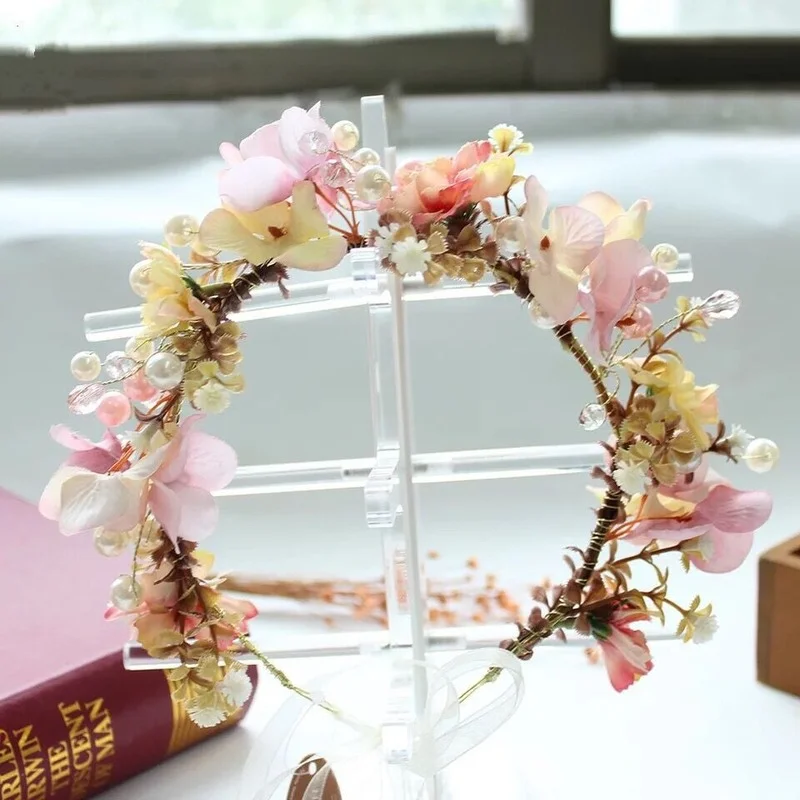 Детский венок с жемчугом Розовая Повязка на голову для принцессы день рождения