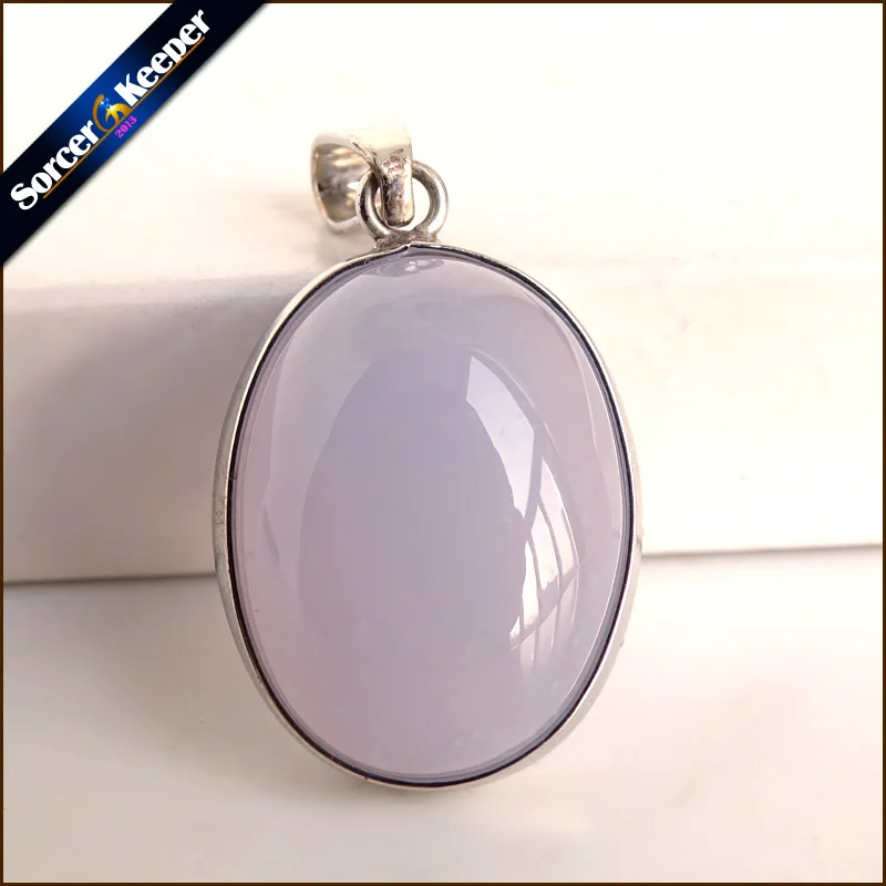 A+ Real Natural Gem Stone Blue Chalcedony Agates Cabochon Beads Crystal Necklace& Pendant Women Accessories bijou Jewelry TS773