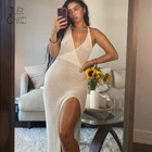 Прозрачное сексуальное платье Justchicc с V-образным вырезом, летнее женское платье средней длины с вырезом на спине, 2021 вечерние нее платье без рукавов