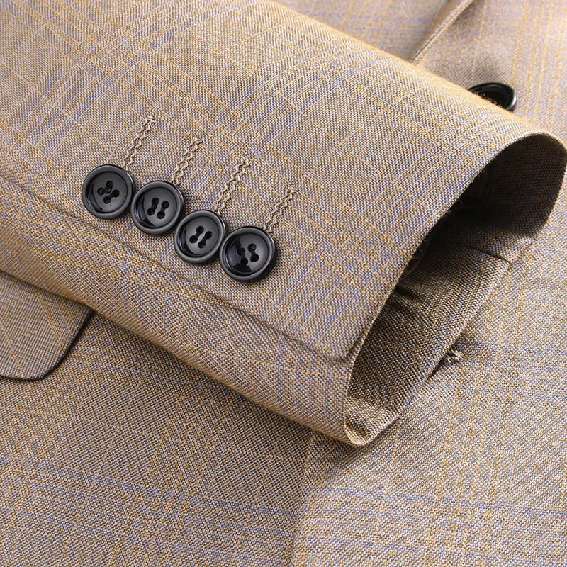 Size 6XL ( Jacket + Vest Pants ) New Fashion Boutique Plaid Casual Business Men's Suit Groom Wedding Dress Performance Tuxedo | Мужская
