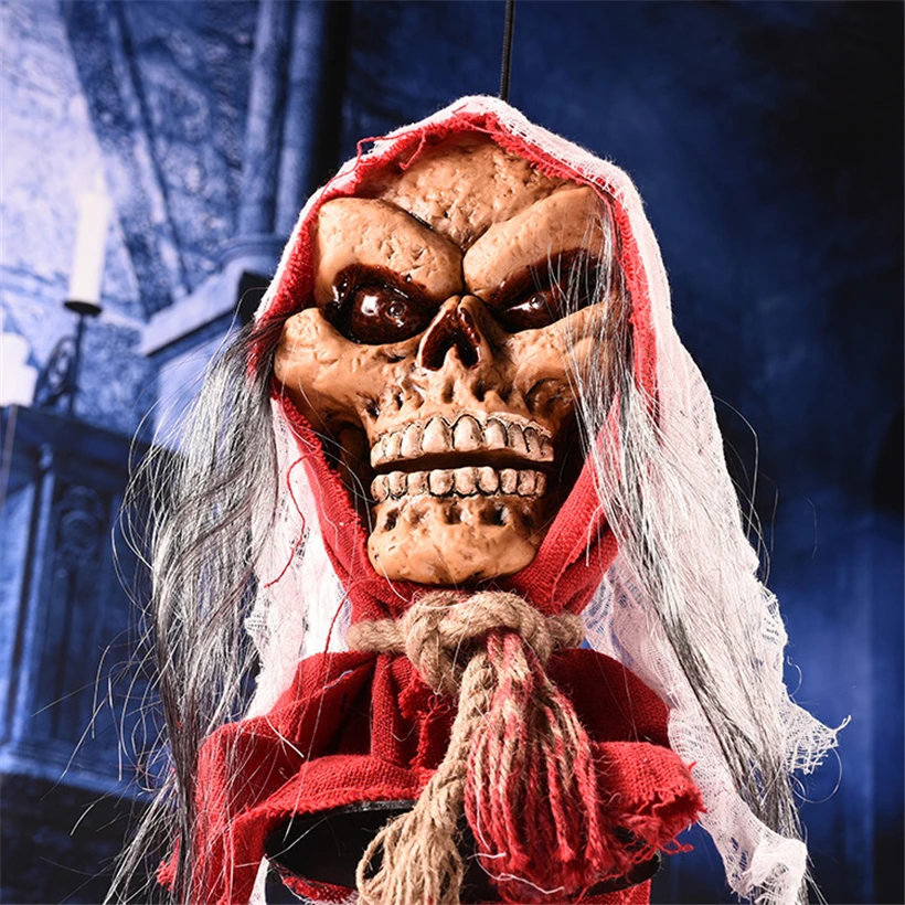 

Scary Skull Halloween Scary Props Bright Eyes Hanging Halloween Arrangement Home Door Bar Zombie Halloween Horror Decorations