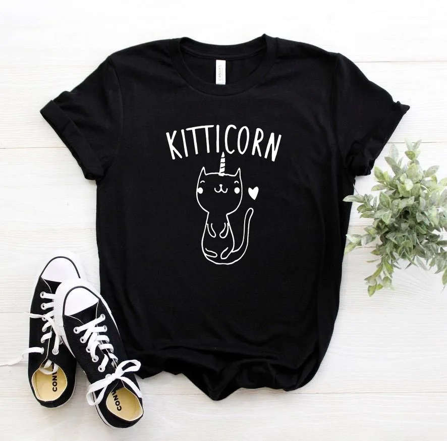 

KITTICORN KITTEN UNICORN cat Print Women tshirt Casual Cotton Hipster Funny t shirt For Girl Top Tee 6 Colors Drop Ship