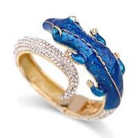 new fashion statement crocodile golden bangle cuff bracelet antique gold plated rhinestone animal bracelet for women pulseira