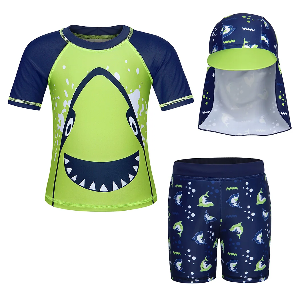 

Boy Two Piece Cartoon Anime Animal Shark Baby Sun Protection Beach Surfing Pool Practice Competition Uniform Outdoor Sport Cloth