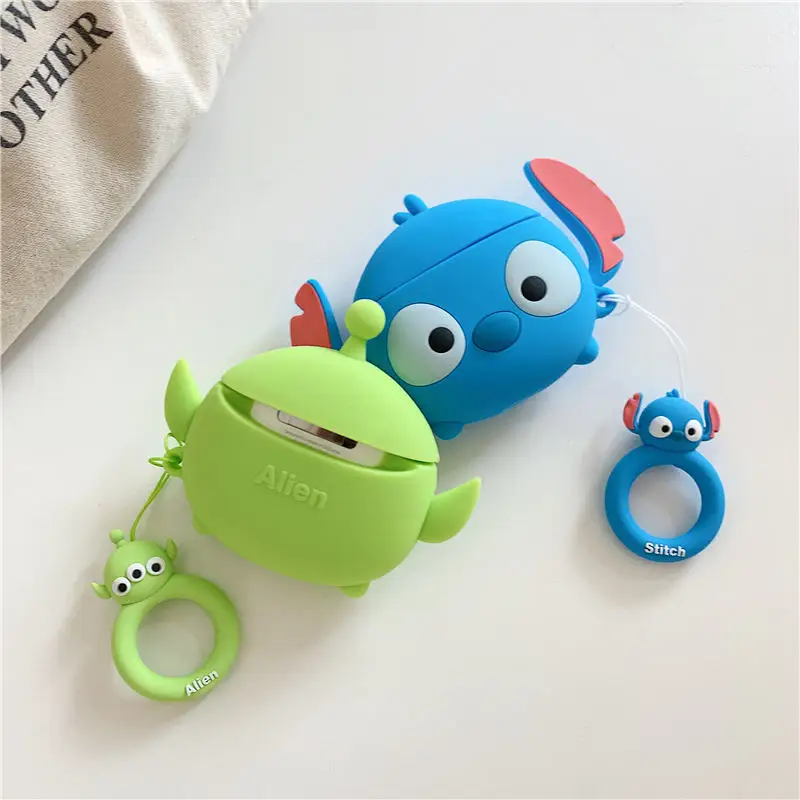 Для Apple AirPods 3D милый мультяшный Ститч наушники чехол для Airpods 2 Монстры инопланетянин беспроводная гарнитура защитный чехол