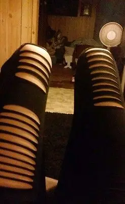 Sexy Women Goth Punk Slashed Ripped Cut Out Slit Stretch Pants Leggings Black Hold Pencil |