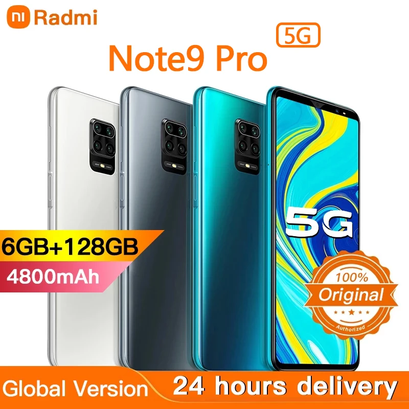 

Global Version Radmi Xioa 6.1Inch Note9 Pro 4800mAh Smartphone 6+128G Android 10 Cellphone Face\Fingerprint ID 4/5G Networkphone