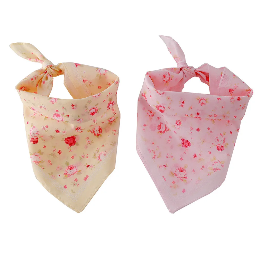Розовая Цветочная бандана для собак кошек Vogue хлопковый треугольный нагрудник