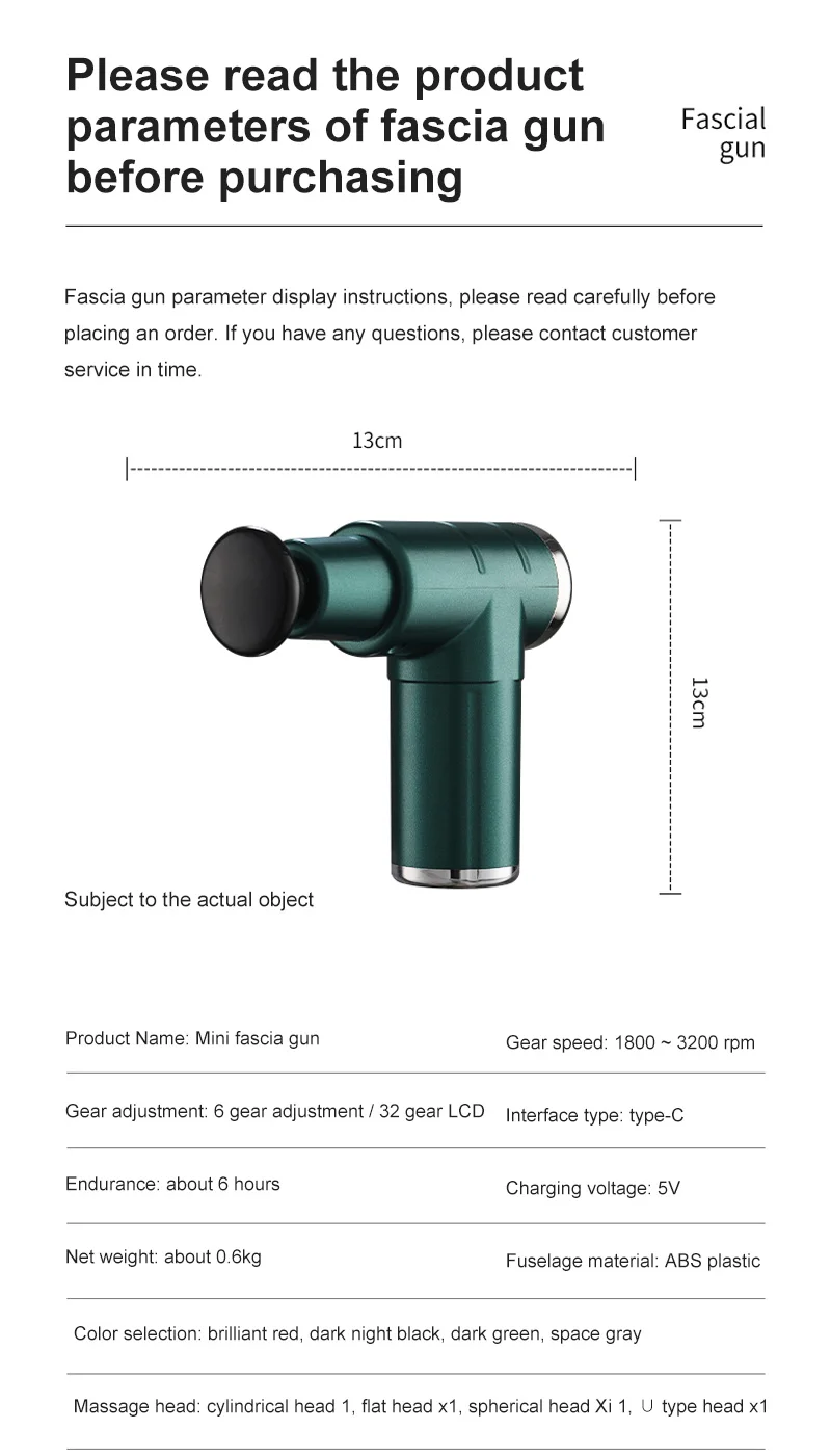 

Massage Gun 3200 Speed For Fascia Muscle Massager Body Pain Relief Therapy Electric Post-Workout Recover Fascia Gun