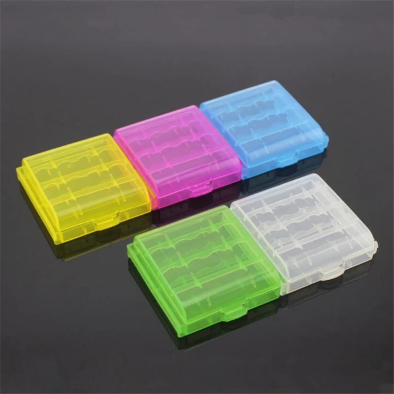 

5pcs Desk Organizers Hard Plastic Battery Case Portable 4xAA/AAA Battery Storage Organizer Battery Box