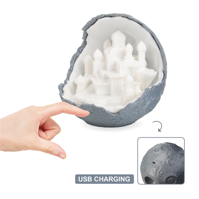 Новая Планета замок 3D печать светодиодный Ночной светильник 16 Цвет зарядка через
