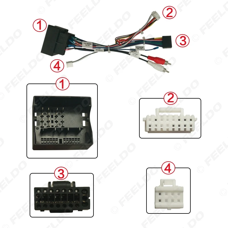 FEELDO Car 16pin Audio Wiring Harness With Canbus Box For Volkswagen Touareg 03-10 Aftermarket Stereo Installation Wire Adapter |