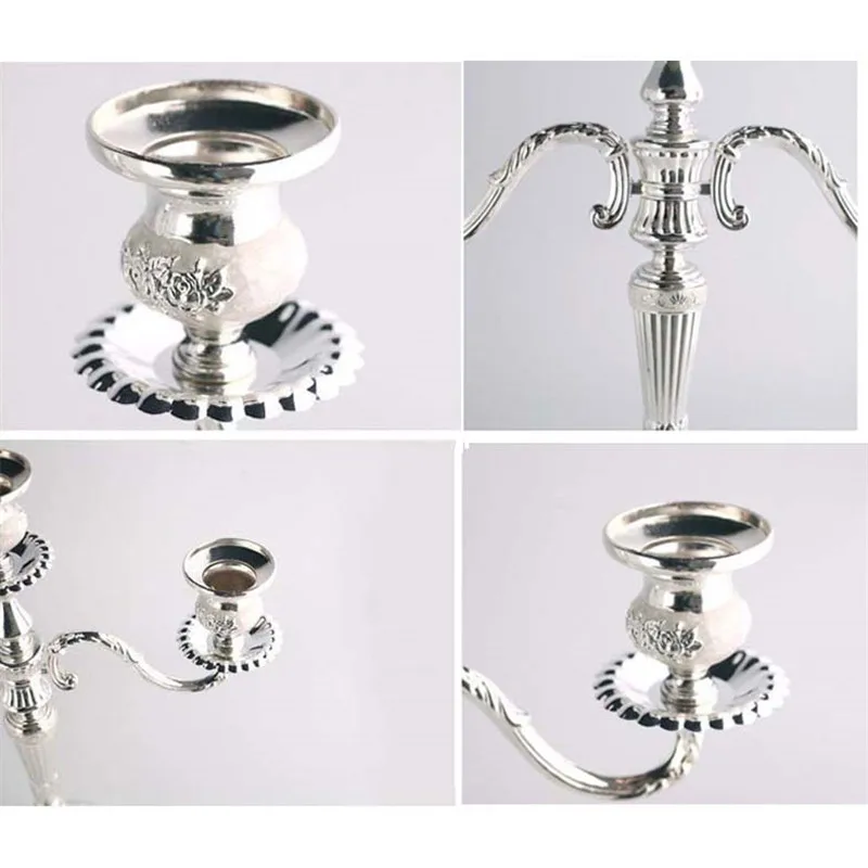 Серебряный металлический подсвечник с 3 руками для свадебного стола подставка