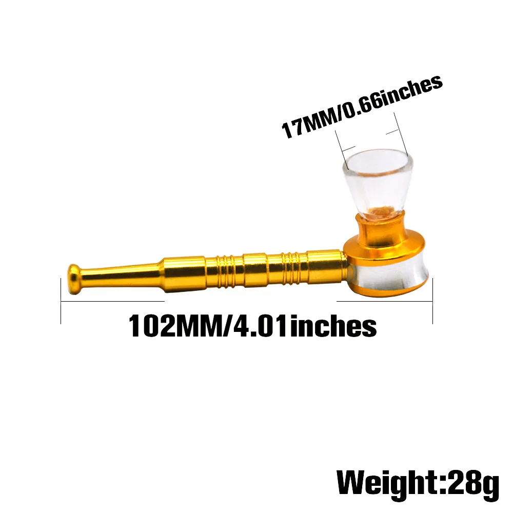 Алюминий курительная трубка с Стекло чаша Metal102mm/4 01 дюйм (ов) табачный дым