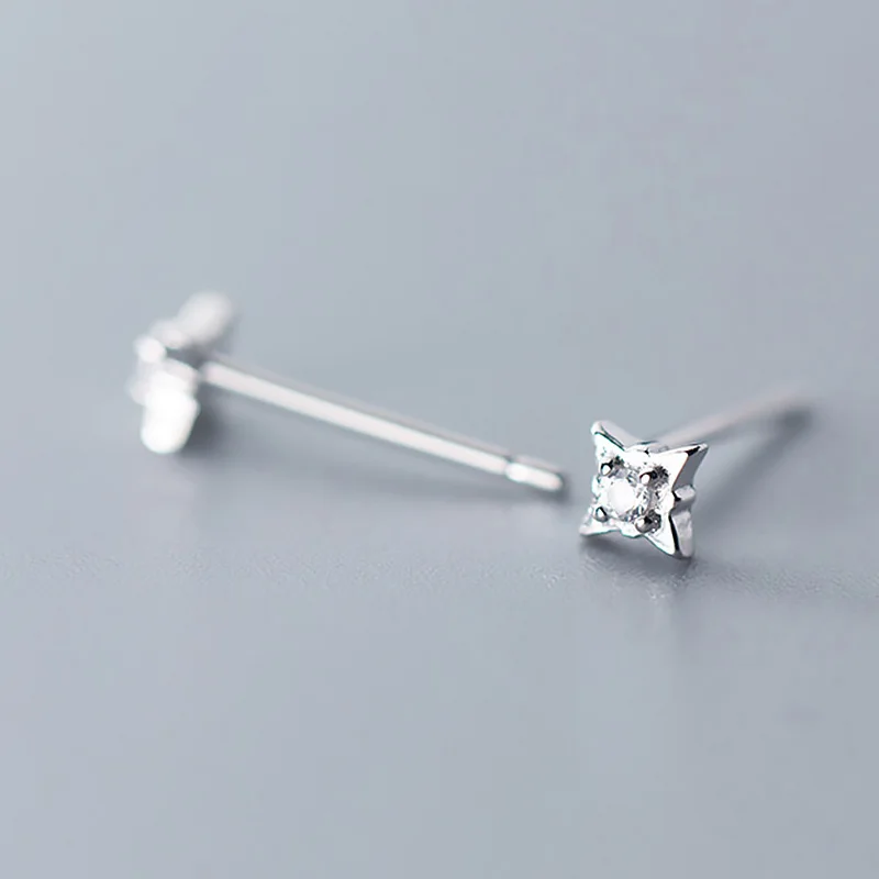 Женские сверкающие серьги гвоздики Trustdavis из стерлингового серебра 925 пробы с