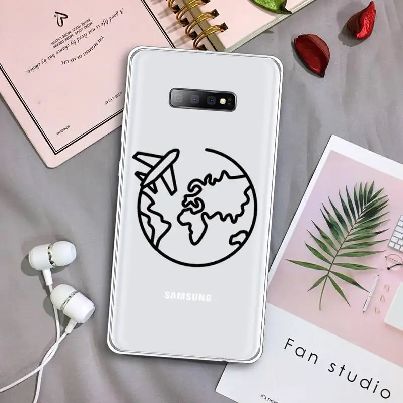 

World Map Travel Plans Phone Case Transparent For Samsung Galaxy S A 5 7 8 9 2015 20 edge plus 10 e lite 2019
