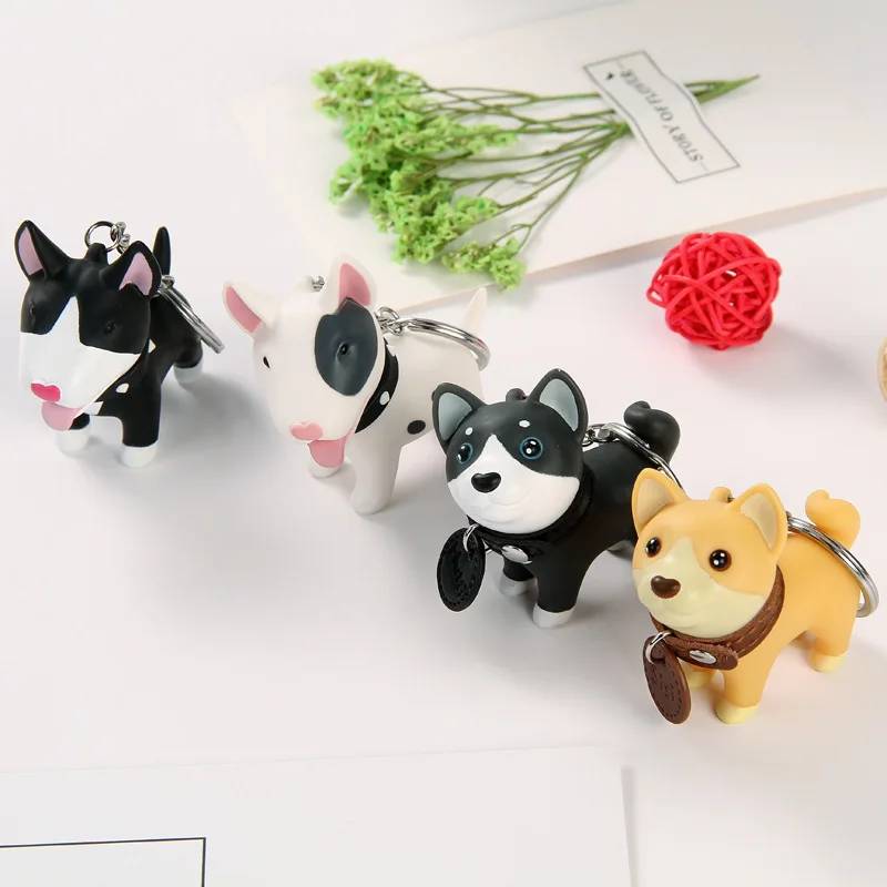 

Super Cute Shiba Inu Key Chains Bull TerrierSiberian Husky Female Creative Couple Pendant Gift Key Chain Puppy Bag Keyring