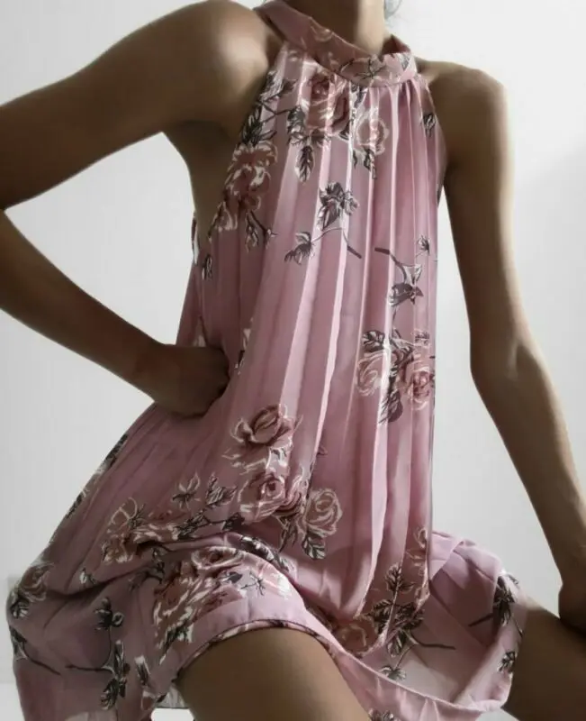 Женское шифоновое мини-платье с принтом летнее платье без рукавов милое прямое