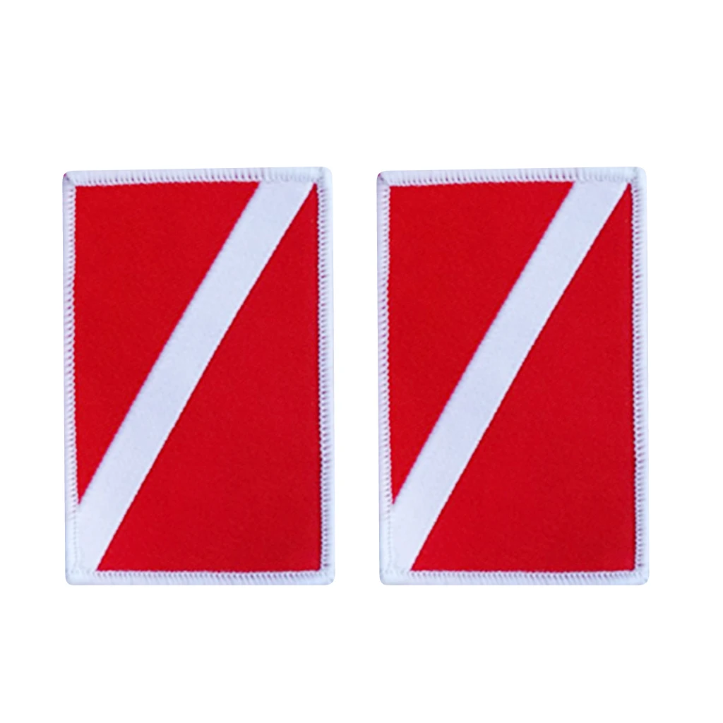 

2pcs Dive Flag Patches Embroidered Sew On Souvenir For Scuba Divers
