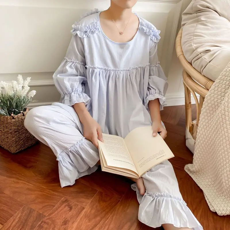 

Pure Cotton Balinese Women's Autumn and Winter Home Service Suit Doll Loose Version Fluffy Pajamas New Products In 2020 Fashion
