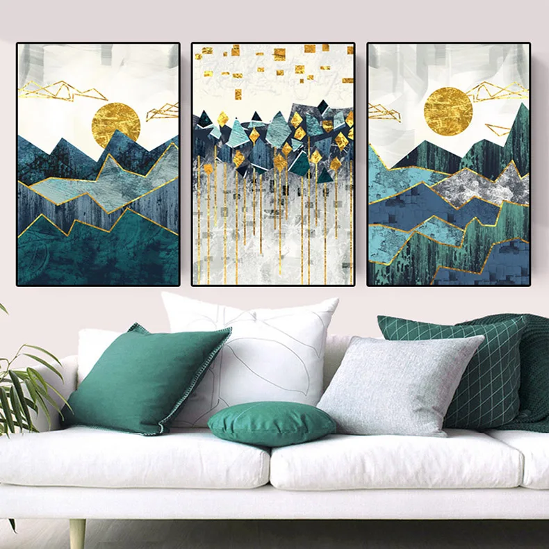 Абстрактная Настенная картина в скандинавском стиле геометрический Горный