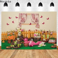 easter photography background bunny window butterfly fence decoration props baby shower child portrait photo backdrop banner