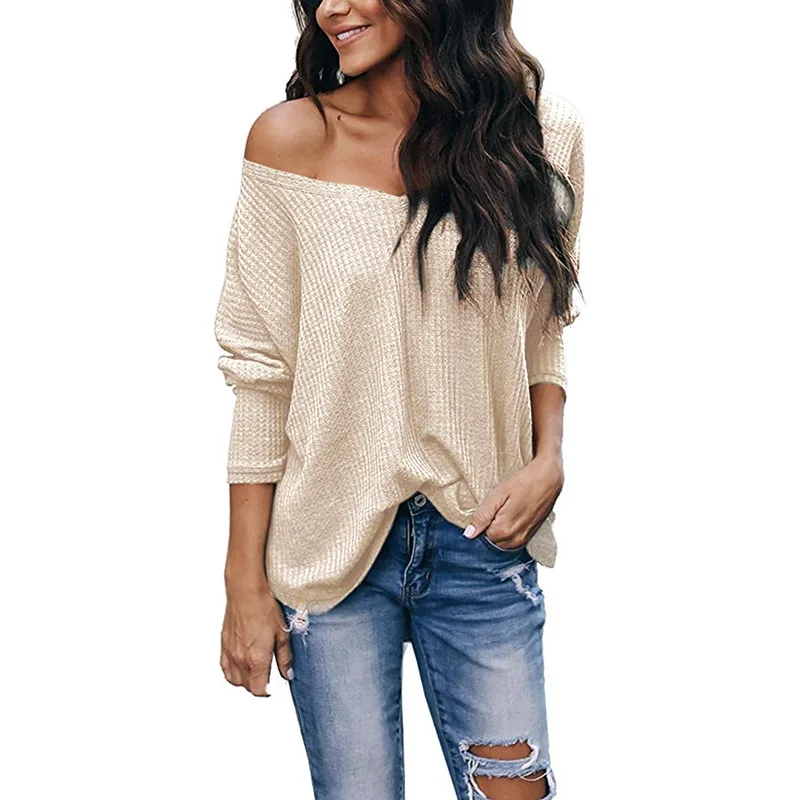 KALENMOS Autumn Winter Knit Sweater Women V Neck Long Slevee Solid Pullovers Tops Casual Loose Streetwear Fashion New Sweaters |