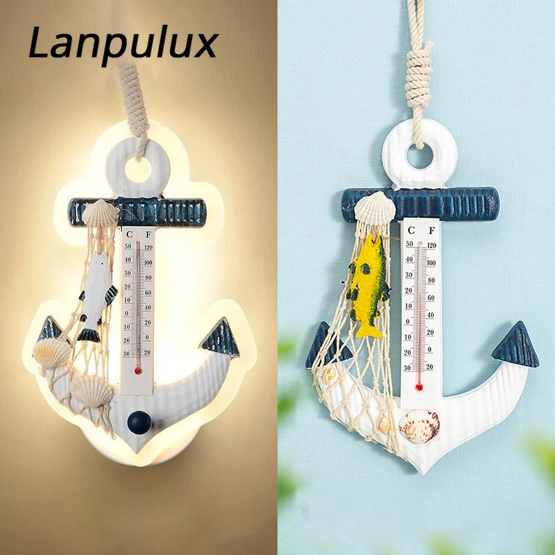 Lanpulux, синий руль, ночные светильники для детей, для мальчиков, для спальни, настенная креативная Подвесная лампа, Океанский стиль, прикроватное декоративное освещение