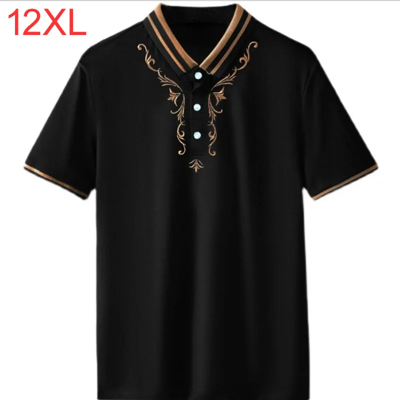 

Plus size Summer Black color loose 165kg cotton round neck short sleeve t-shirt men's clothing Large Size11XL 10XL 12XL