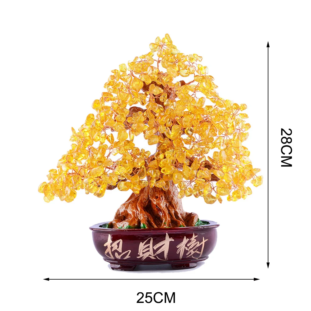 С украшением в виде кристаллов Lucky деньги Фортуна дерево китайский золотой Офис