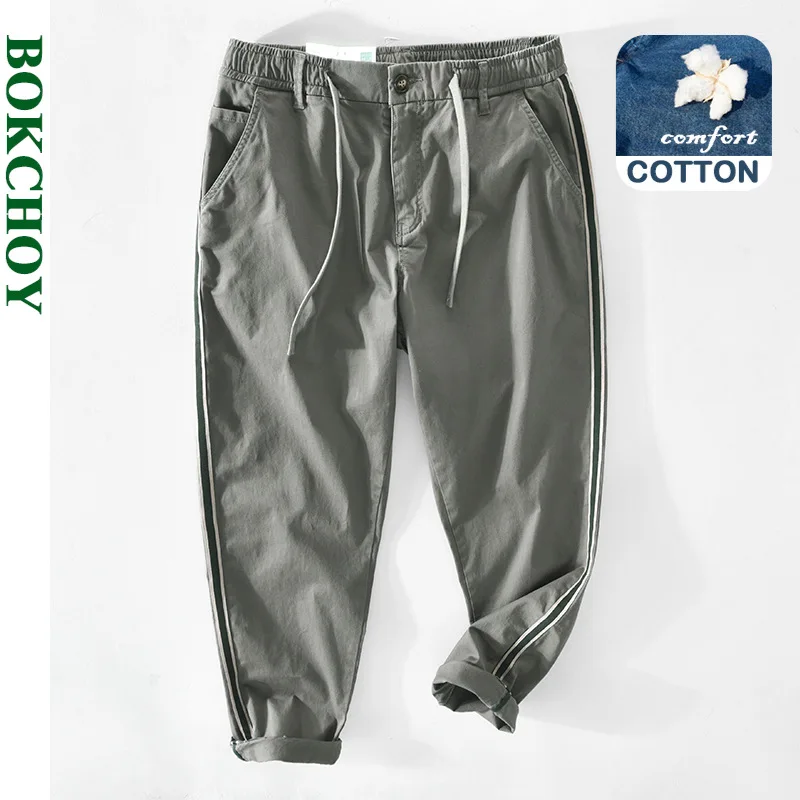 2021 Весна Лето Новые мужские брюки в стиле ретро повседневные тонкие до середины