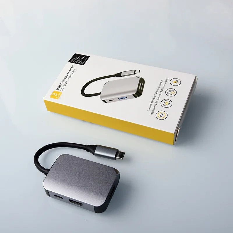 

3 in 1 Type C USB Hub Adapter USB C To USB 3.0 Type C 60W PD Fast Charger 4K Adapter Docking Station For Laptop PC