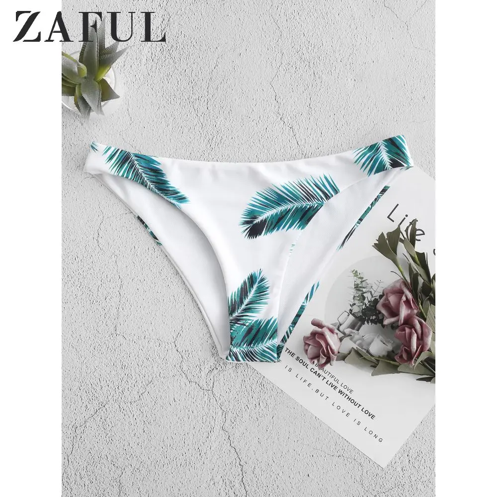 ZAFUL тропические Пальмовые Листья печати Бикини Низ купальный костюм белые трусы