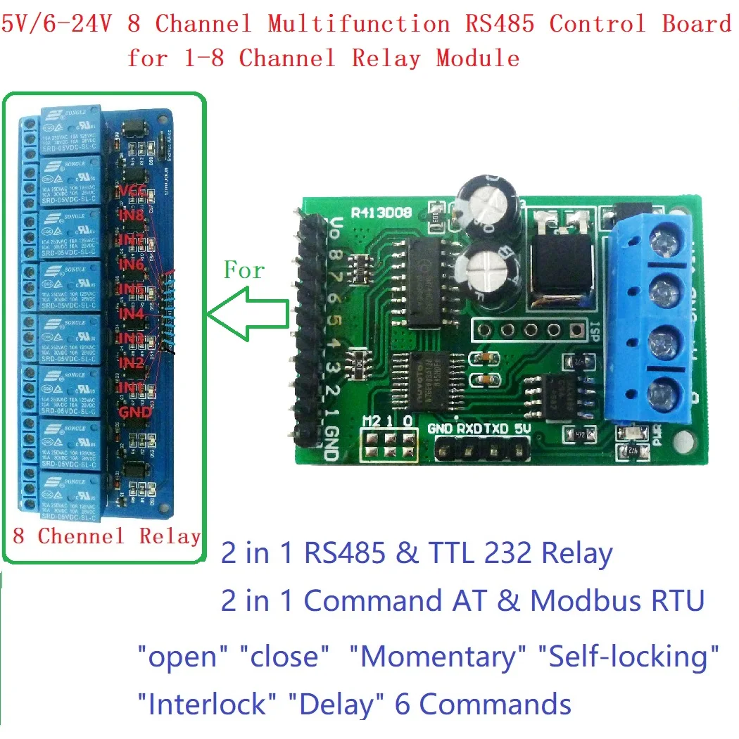 Модуль RS485 RS232(TTL) PLC Modbus Rtu 8 канальная плата переключателя управления IO для