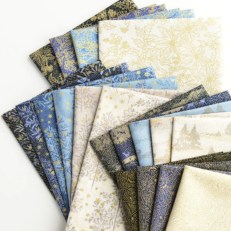 

19pcsset Tree Flowers Printed Bronzing Cotton Fabric For DIY Handmade Doll Clothes 45cmX45cm