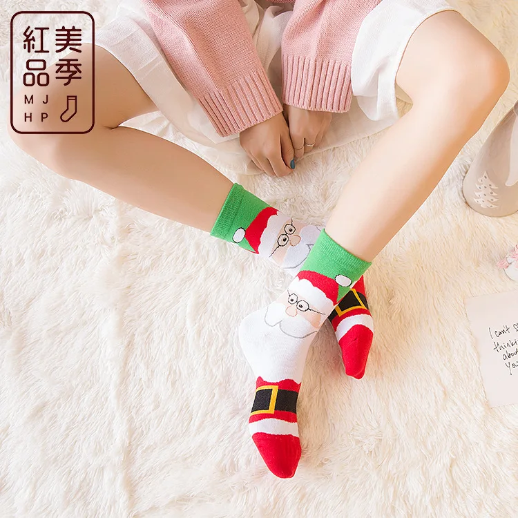 1 Box 5 Pairs Sock Winter Christmas Socks Gift Box Santa Cotton Thickened Warm Holiday Socks Wholesale