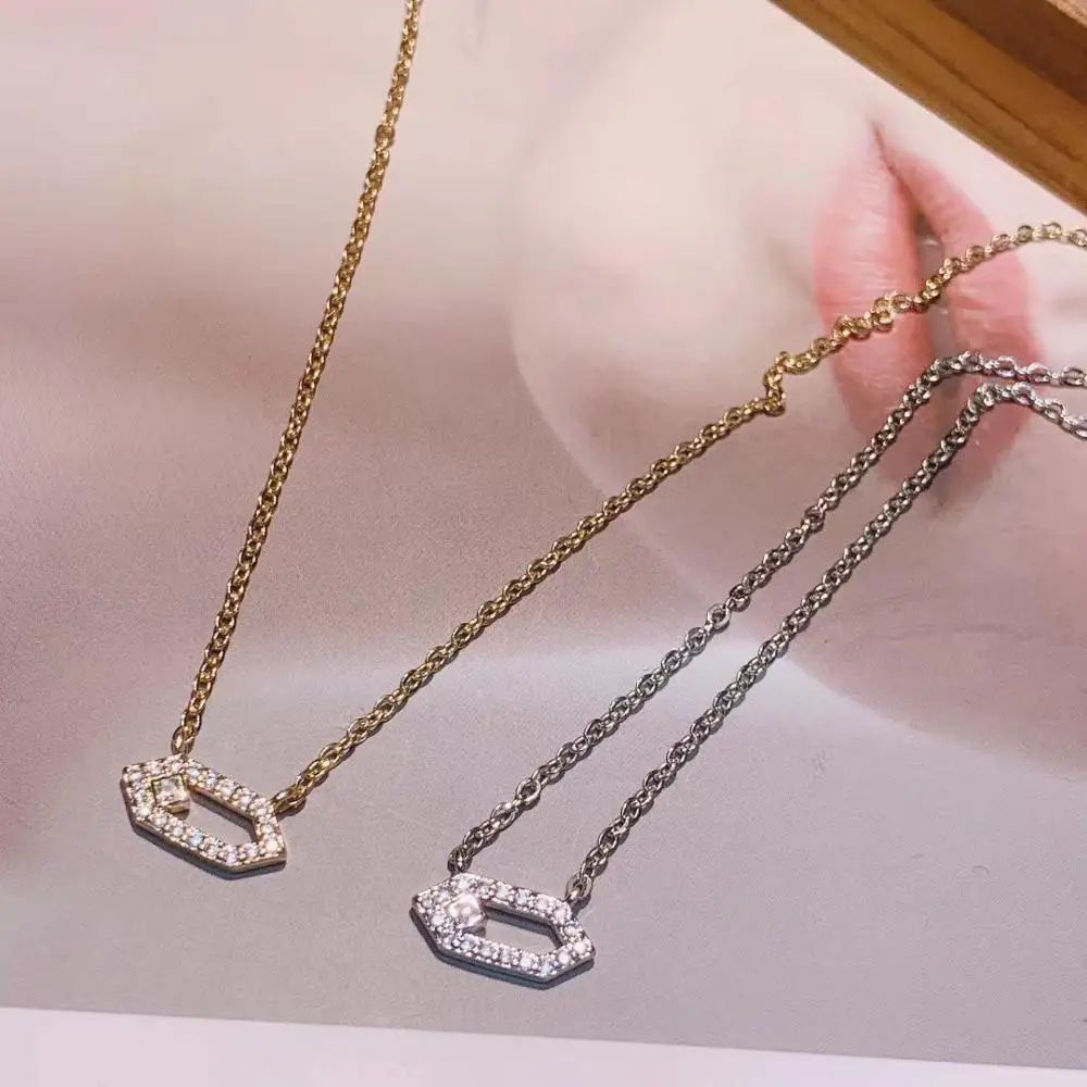 Delicate Lips Geometry Choker Cubic Zircon Engagement Dubai Naija Bridal Necklace For Girl Gift D1479 | Украшения и аксессуары
